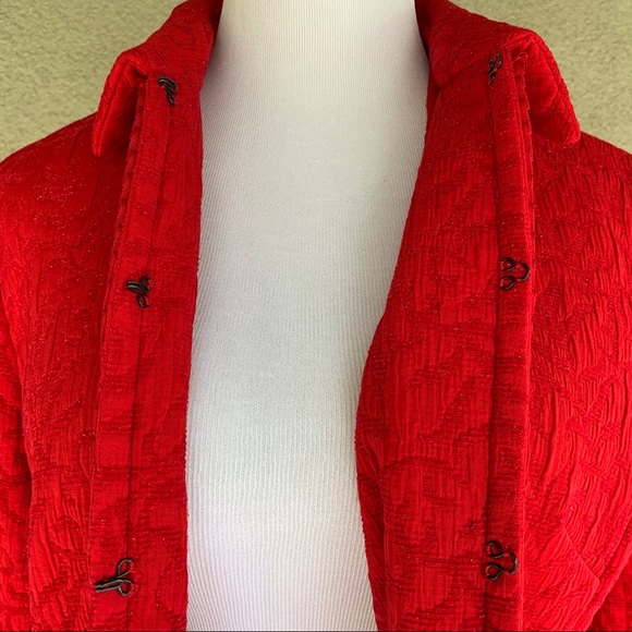 Coldwater Creek Red Jacquard Textured Jacket Large - Picture 8 of 12